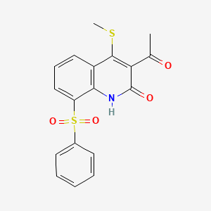 2 1h Quinolinone 3 Acetyl 4 Methylthio 8 Phenylsulfonyl