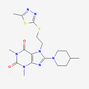 1 3 Dimethyl 7 2 5 Methyl 1 3 4 Thiadiazol 2 Yl Thio Ethyl 8 4