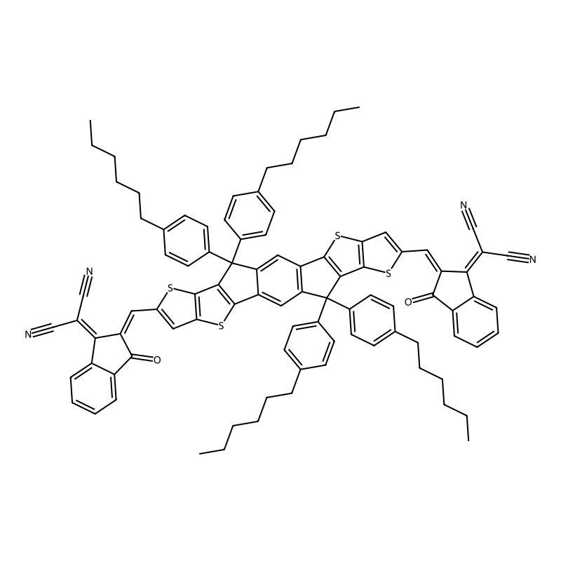 2-[(2Z)-2-[[20-[[1-(dicyanomethylidene)-3-oxoinden-2-ylidene]methyl]-12,12,24,24-tetrakis(4-hexylphenyl)-5,9,17,21-tetrathiaheptacyclo[13.9.0.03,13.04,11.06,10.016,23.018,22]tetracosa-1(15),2,4(11),6(10),7,13,16(23),18(22),19-nonaen-8-yl]methylidene]-3-oxoinden-1-ylidene]propanedinitrile