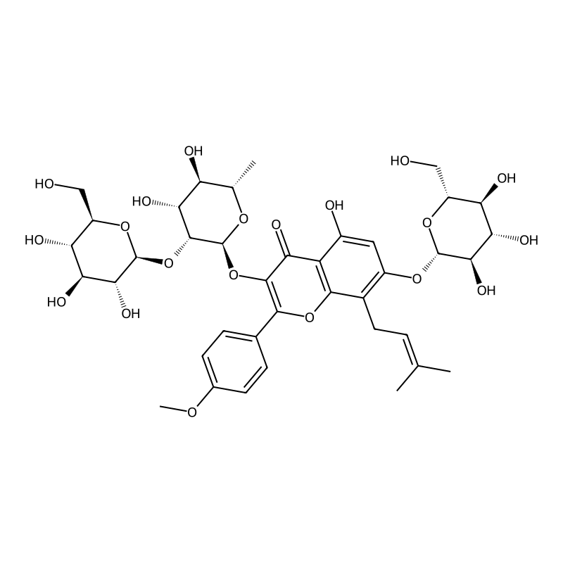 3-(((2S,3R,4R,5R,6S)-4,5-dihydroxy-6-methyl-3-(((2S,3R,4S,5S,6R)-3,4,5-trihydroxy-6-(hydroxymethyl)tetrahydro-2H-pyran-2-yl)oxy)tetrahydro-2H-pyran-2-yl)oxy)-5-hydroxy-2-(4-methoxyphenyl)-8-(3-methylbut-2-en-1-yl)-7-(((2S,3R,4S,5S,6R)-3,4,5-trihydroxy-6-(hydroxymethyl)tetrahydro-2H-pyran-2-yl)oxy)-4H-chromen-4-one