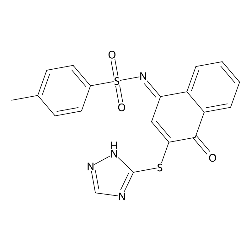 4-methyl-N-[4-oxo-3-(1H-1,2,4-triazol-5-ylsulfanyl)naphthalen-1-ylidene]benzenesulfonamide